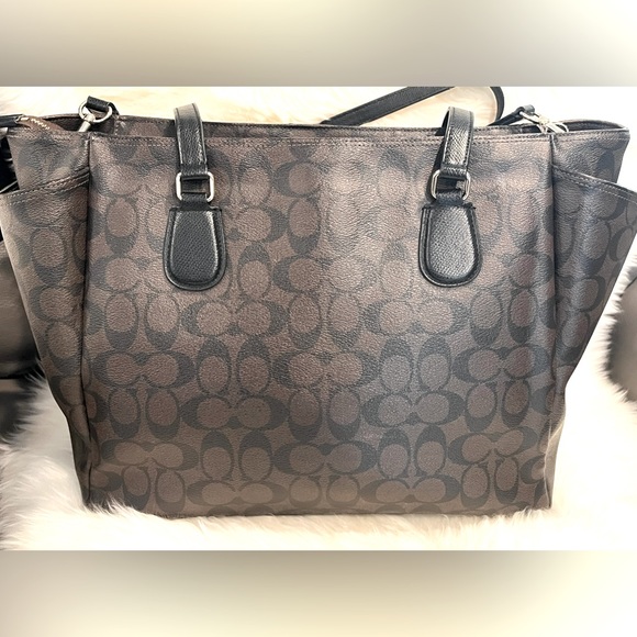 Coach Signature Coated Canvas Baby Bag-Brown/Black-MSRP $450 - Picture 3 of 16